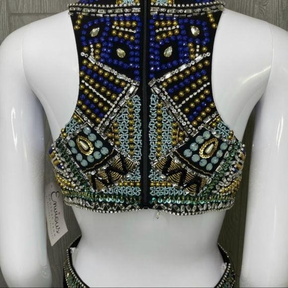 Nwt envious couture beaded rhinestone dress / gown prom formal sleeveless dress - Picture 6 of 16
